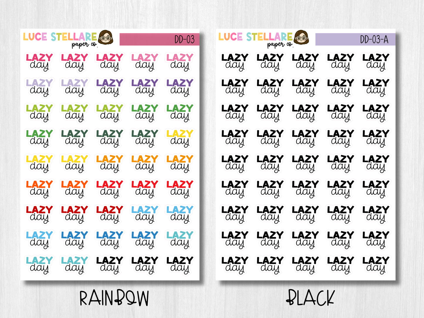 Lazy Day Script Planner Stickers / DD-03
