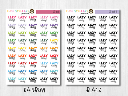 Lazy Day Script Planner Stickers / DD-03