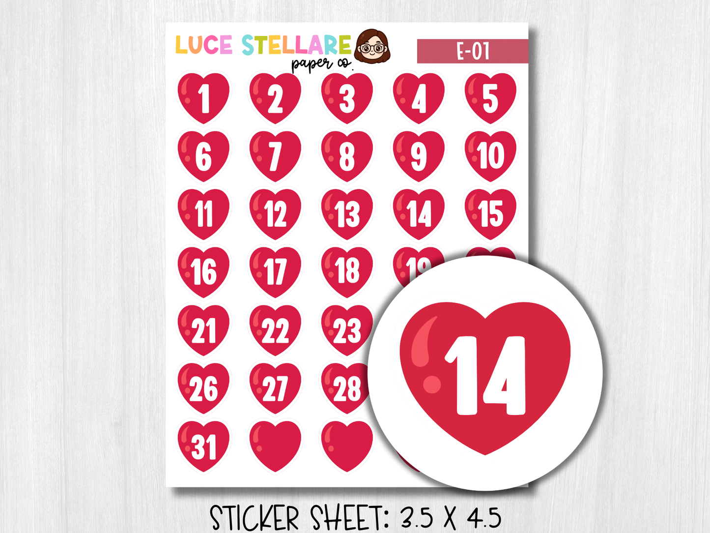 Heart Date Cover Stickers  / E-01