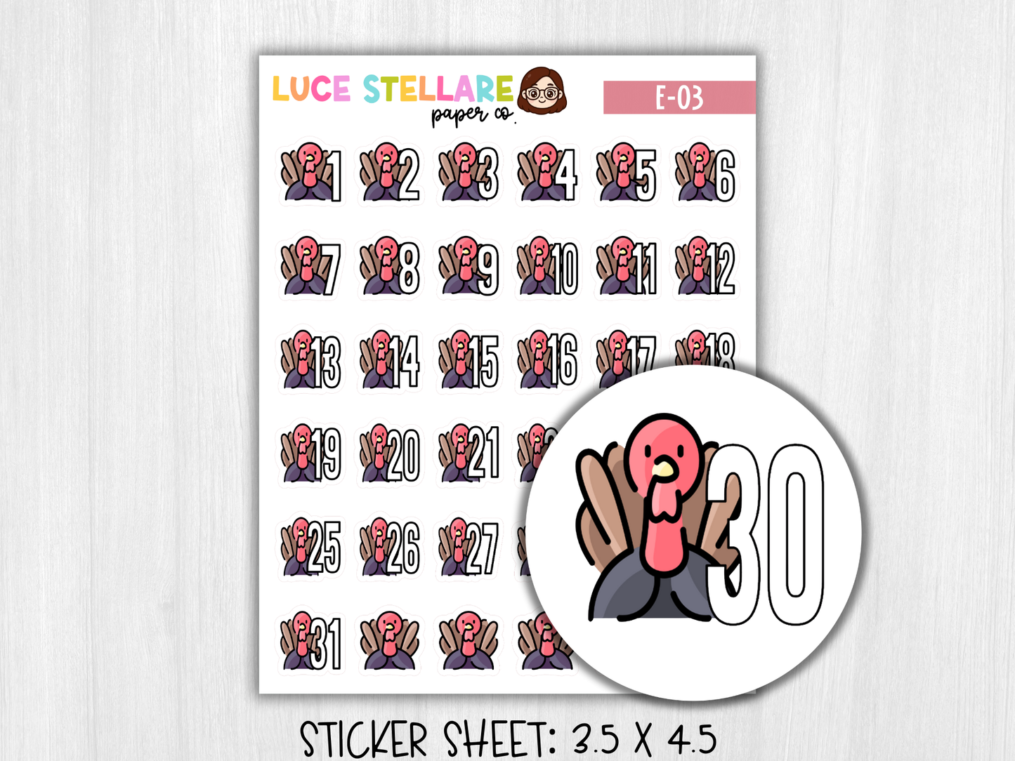 Turkey Date Cover Stickers  / E-03