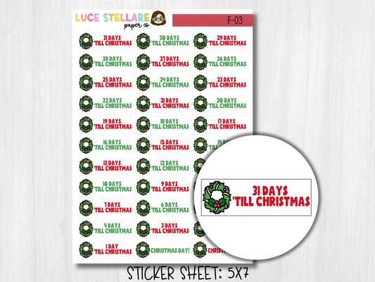 Christmas Countdown Planner Stickers / F-03