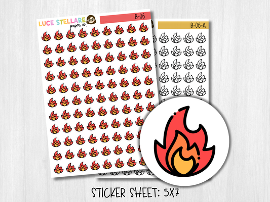 Flame icon planner stickers for planners and bullet journals