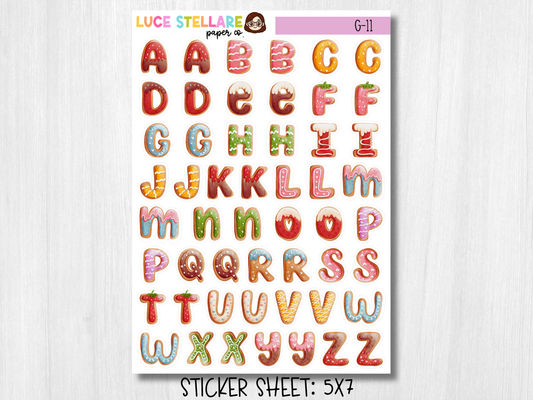 Cookie Alphabet Planner Stickers / G-11