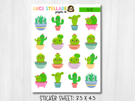 Cactus Deco Planner Stickers / G-15