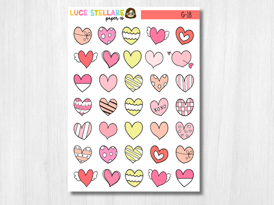 Hearts Deco Planner Stickers / G-18