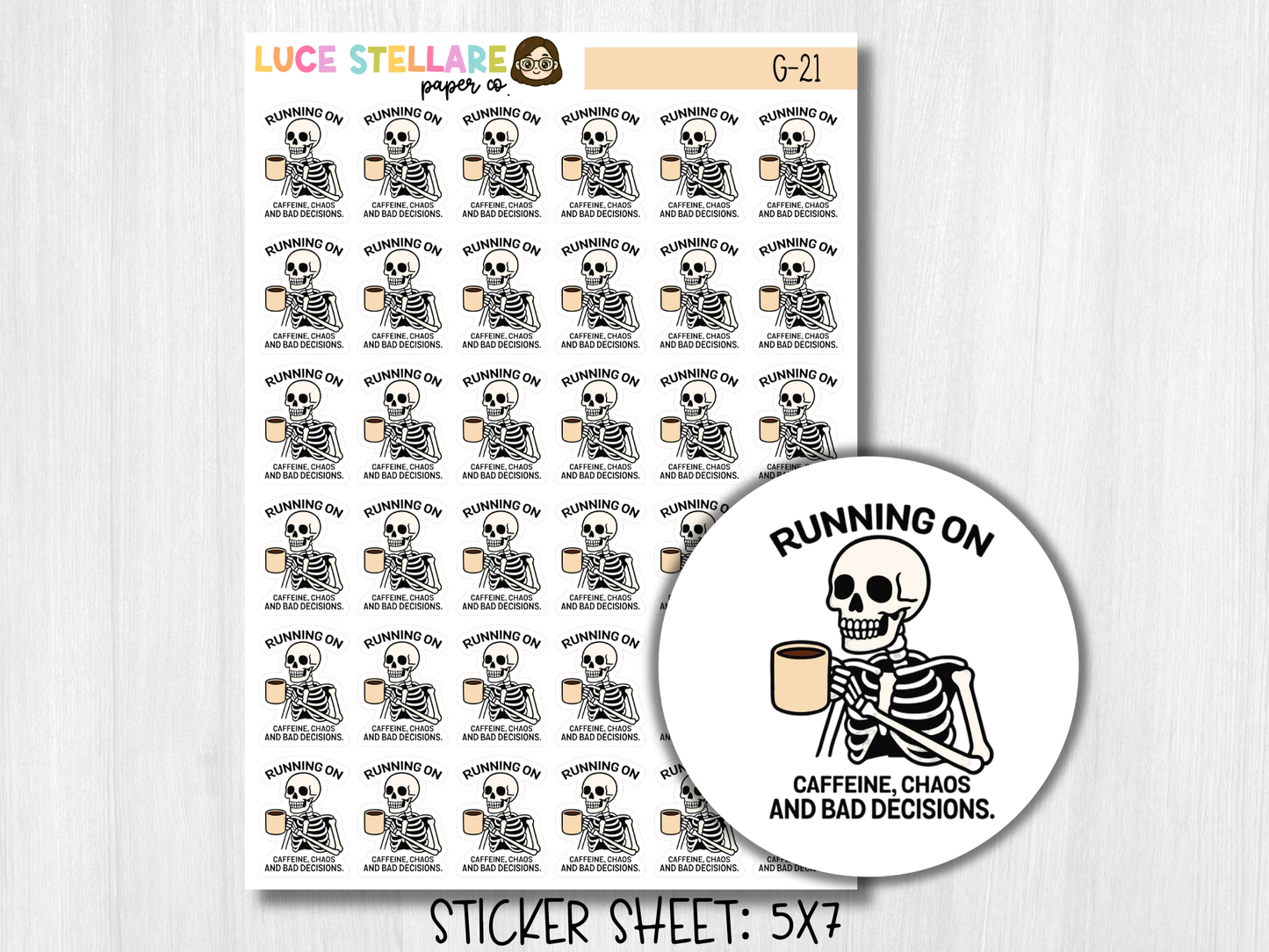Running on Coffee Deco  Planner Stickers / G-21