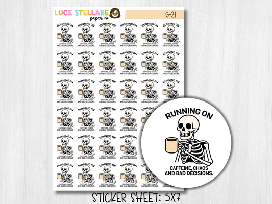 Running on Coffee Deco  Planner Stickers / G-21