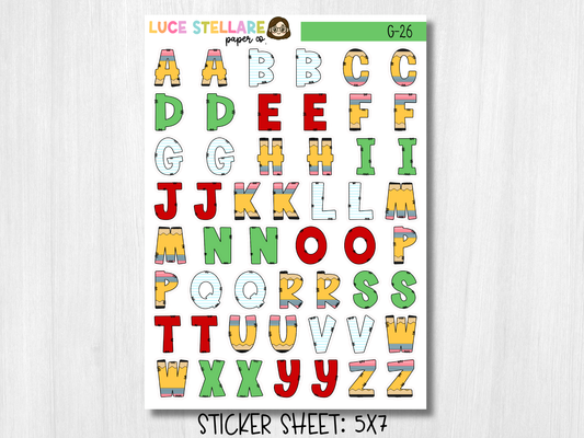 Alphabet Planner Stickers / G-26