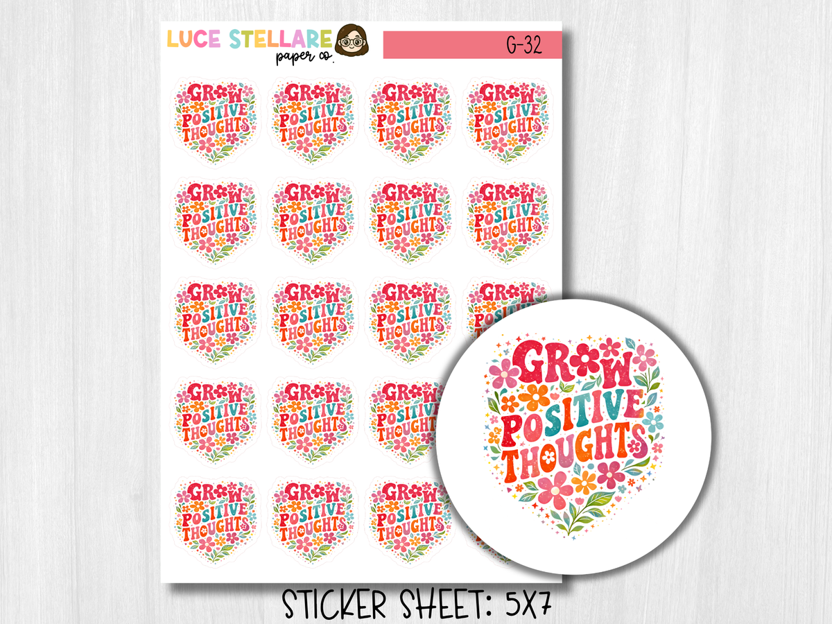 Grow Positive Thoughts Deco Planner Stickers / G-32