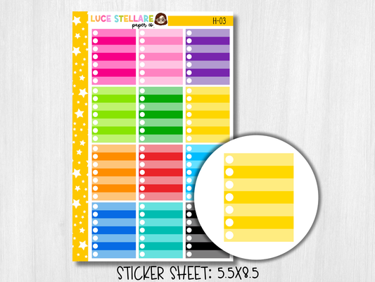 Ombre Checklist Full Box Planner Stickers / H-03