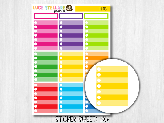 Ombre Checklist Full Box Planner Stickers / H-03