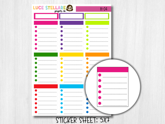 Checklist Full Boxes Planner Stickers / H-04