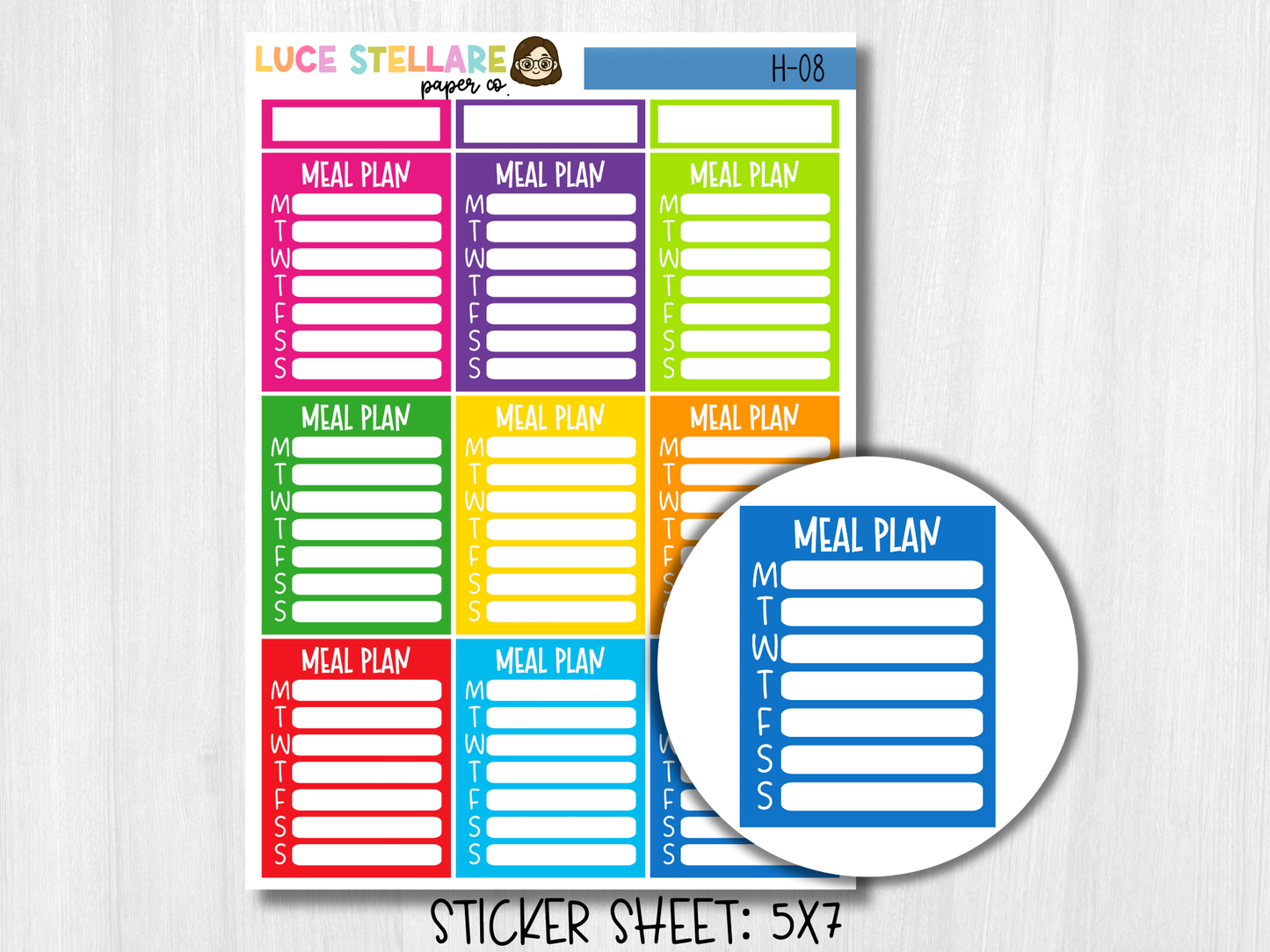 Meal Plan Full Boxes Planner Stickers / H-08