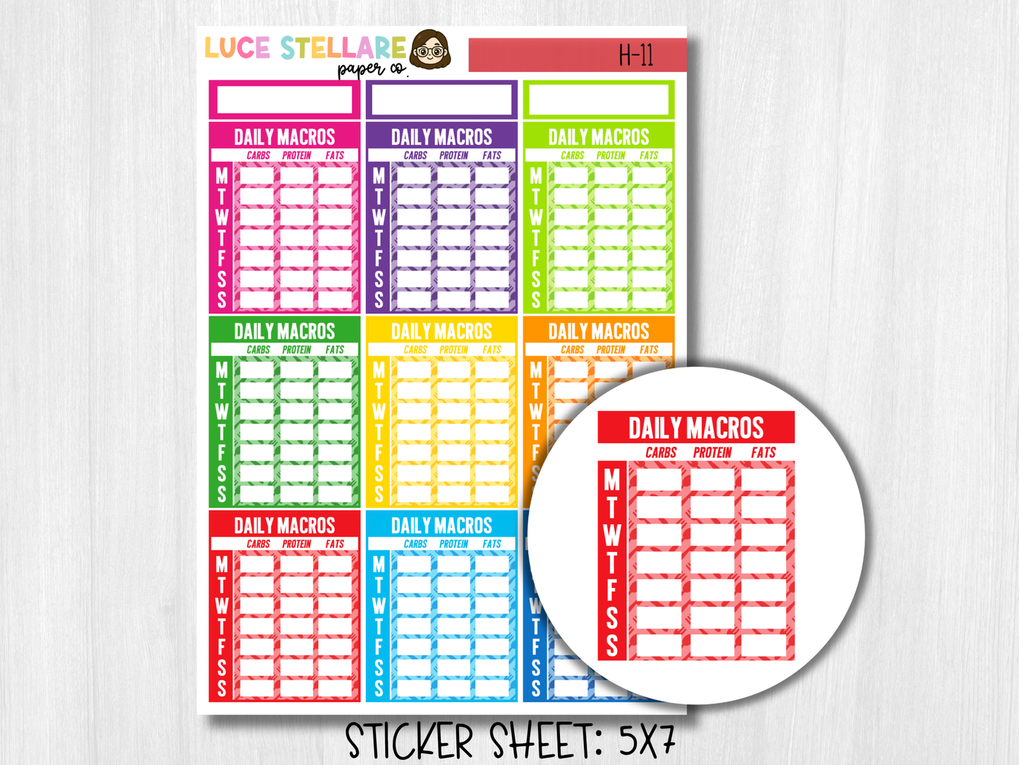 Daily Macros Tracker Planner Stickers / H-11