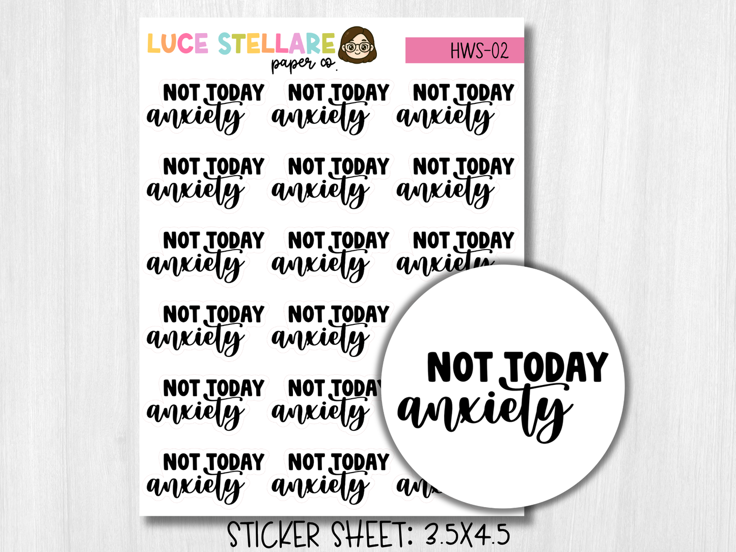 Not Today Anxiety Planner Stickers / HWS-02