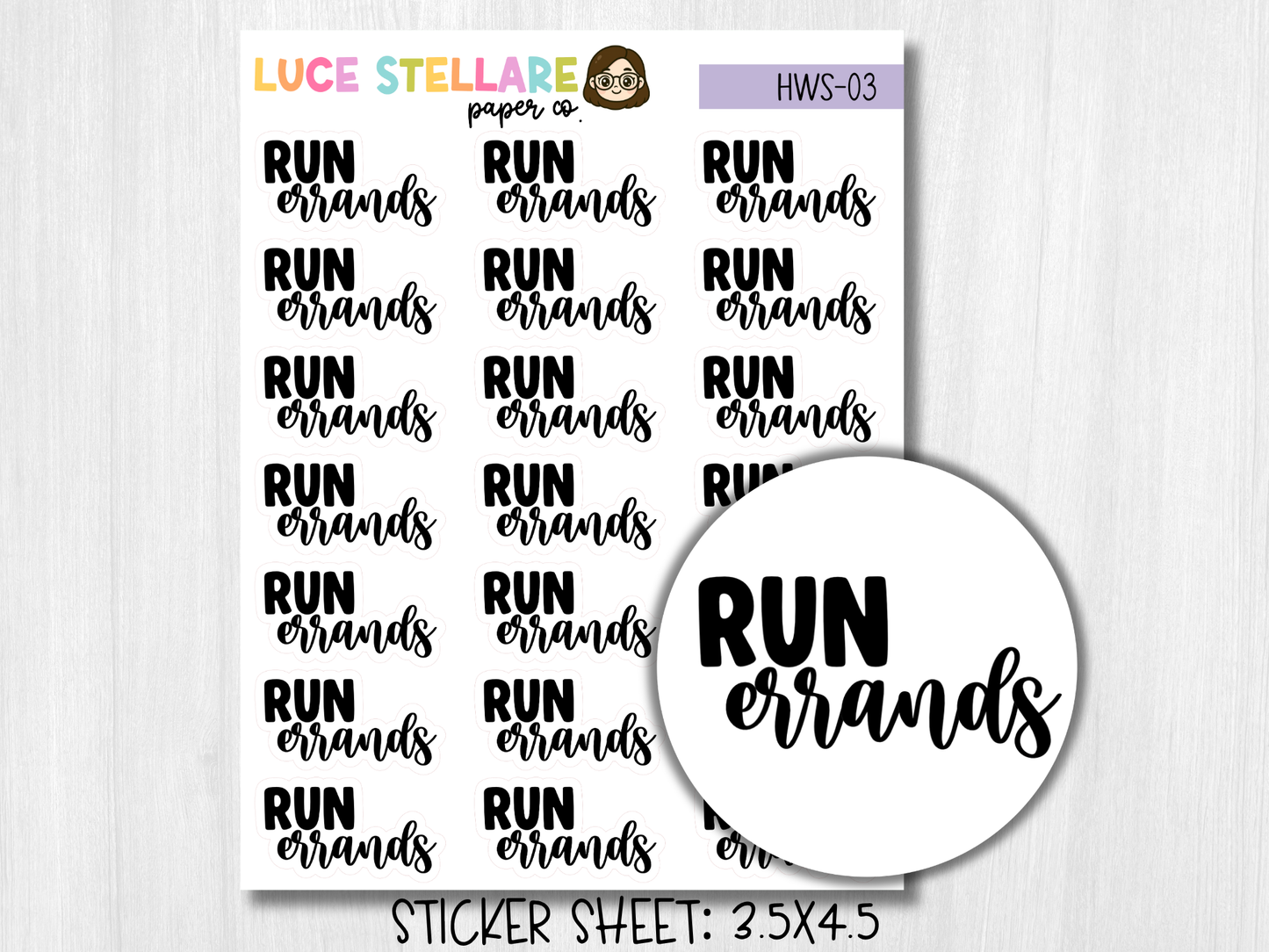 Run Errands Planner Stickers / HWS-03
