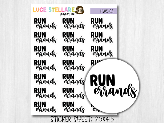 Run Errands Planner Stickers / HWS-03