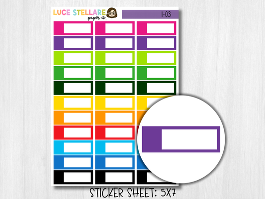 Blank Quarter Box  Planner Stickers/ I-03