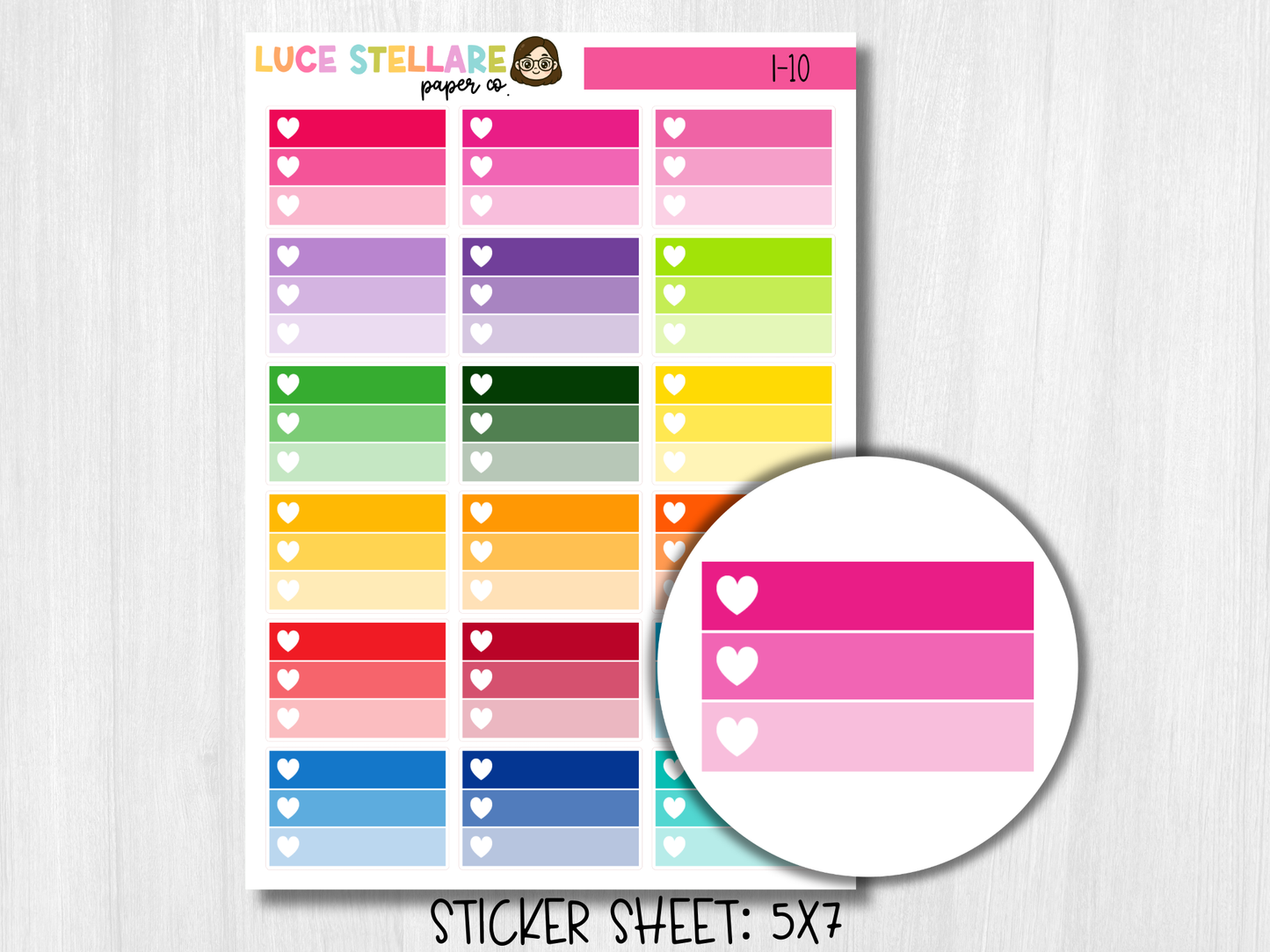 Ombre Checklist Half Box Planner Stickers / I-10