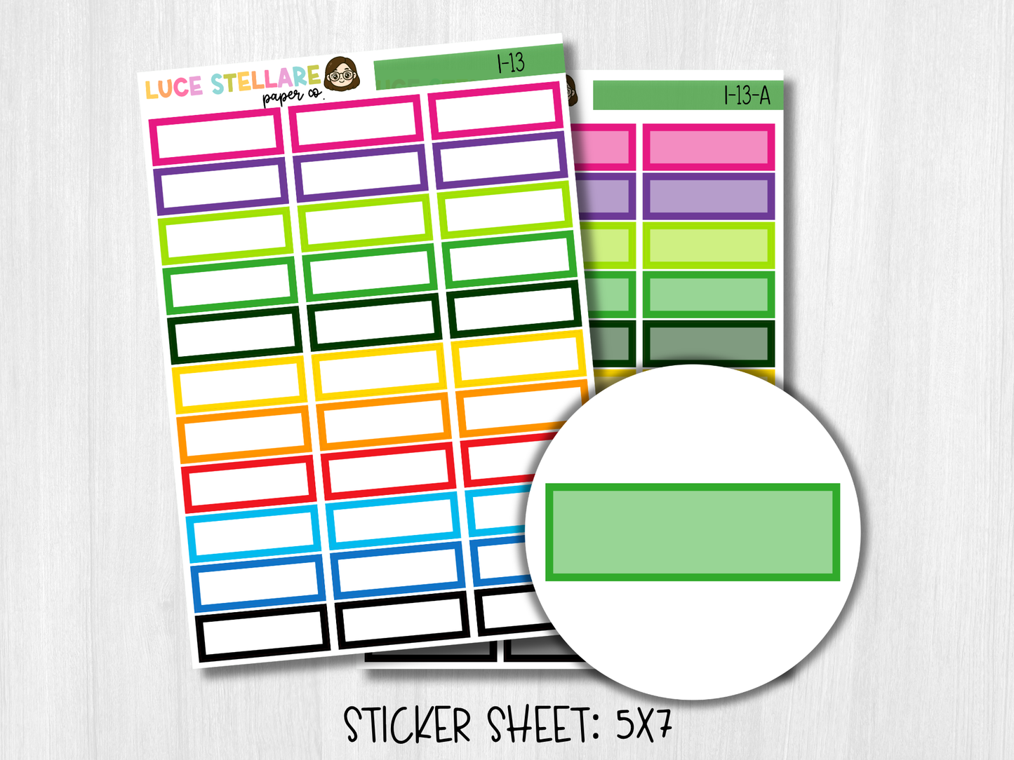 Outlined Quarter Box  Planner Stickers/  I-13