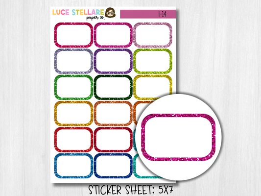 Glitter Half Box Planner Stickers /  I-14
