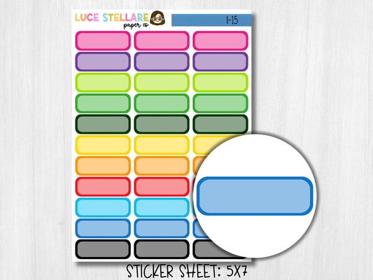 Rounded Quarter Boxes Planner Stickers / I-15