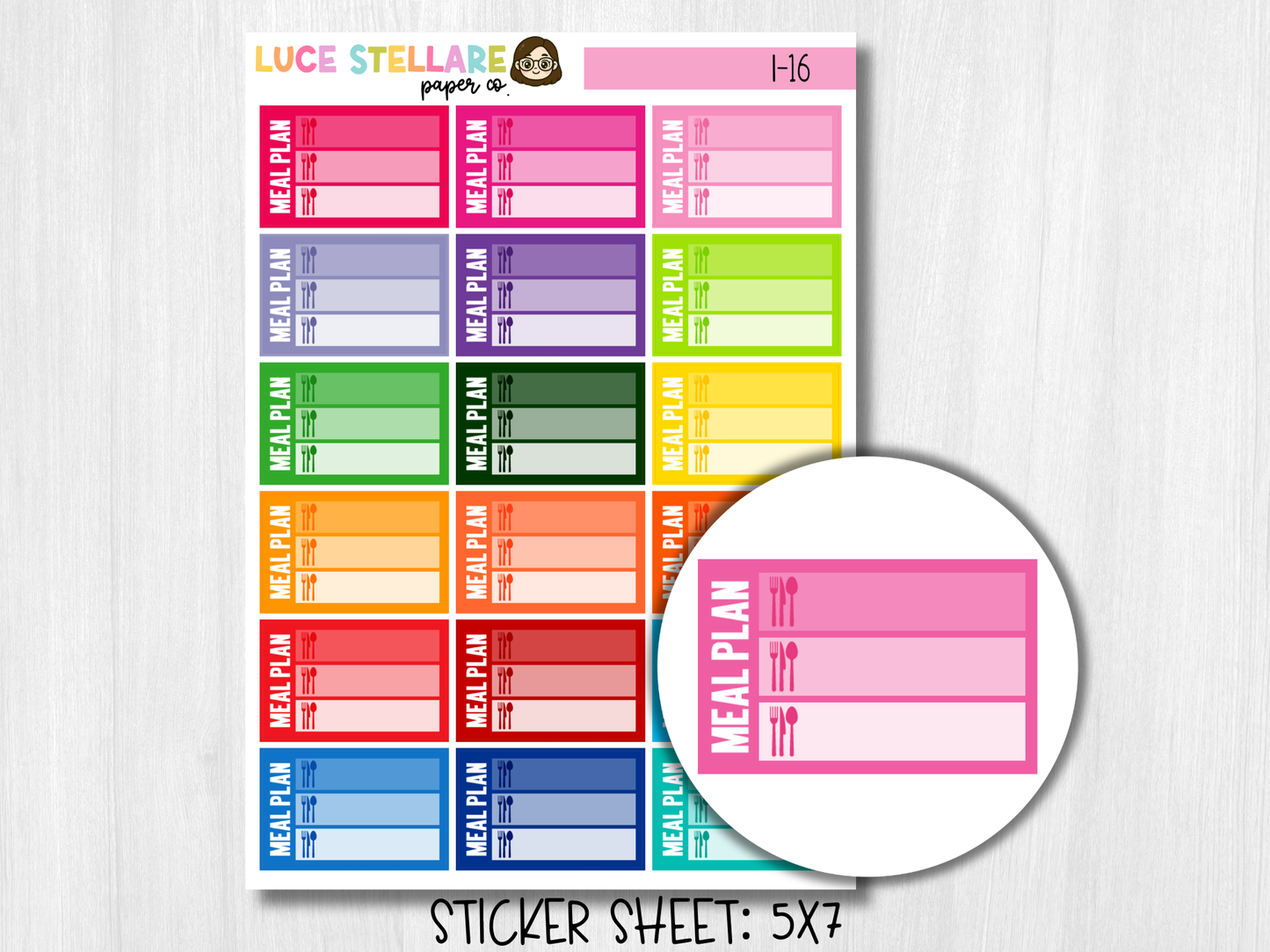 Meal Plan Half Box Planner Stickers / I-16