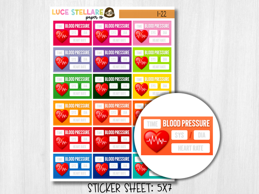 Blood Pressure Tracker Planner Stickers / I-22