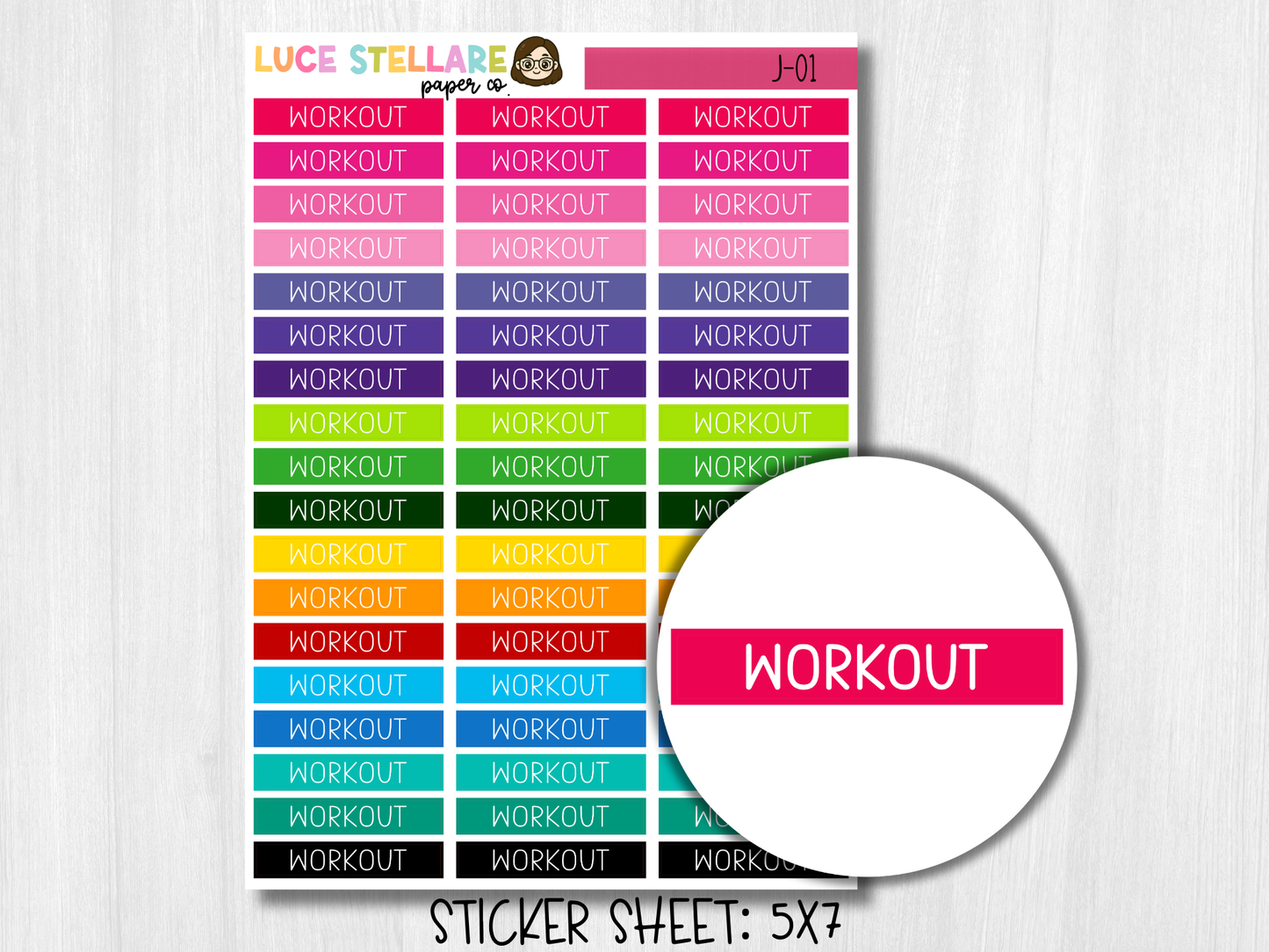 Workout Header Planner Stickers / J-01