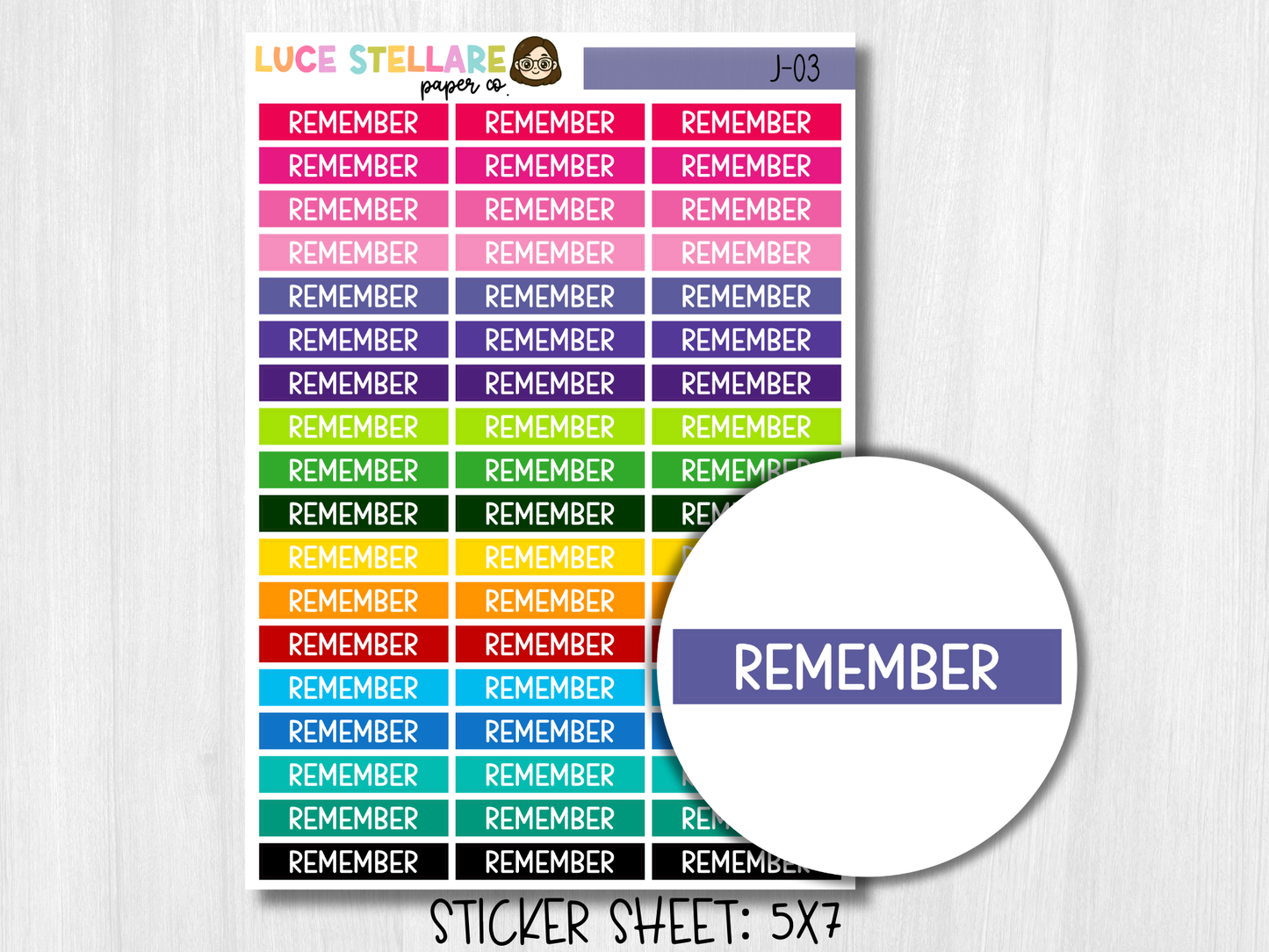 Remember Header Planner Stickers / J-03