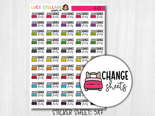 Change Bed Sheets Planner Stickers / K-03