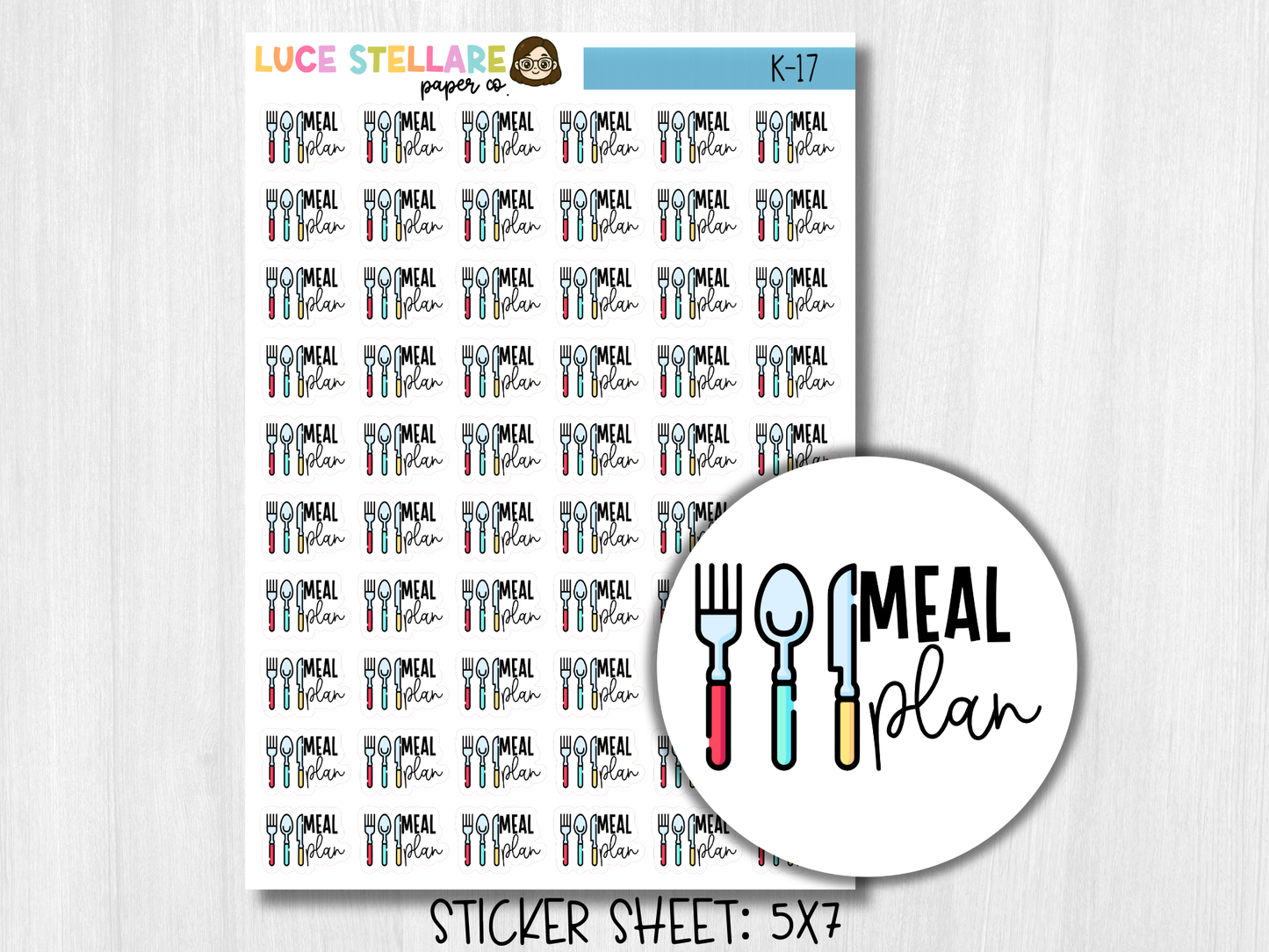 Meal Plan Planner Stickers / K-17