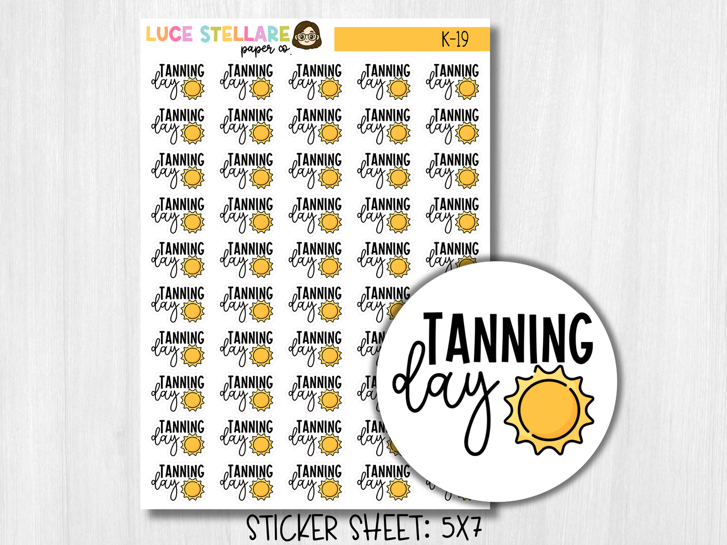 Tanning Day Planner Stickers / K-19