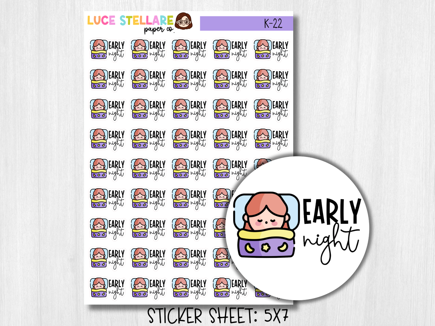 Early Night Planner Stickers / K-22
