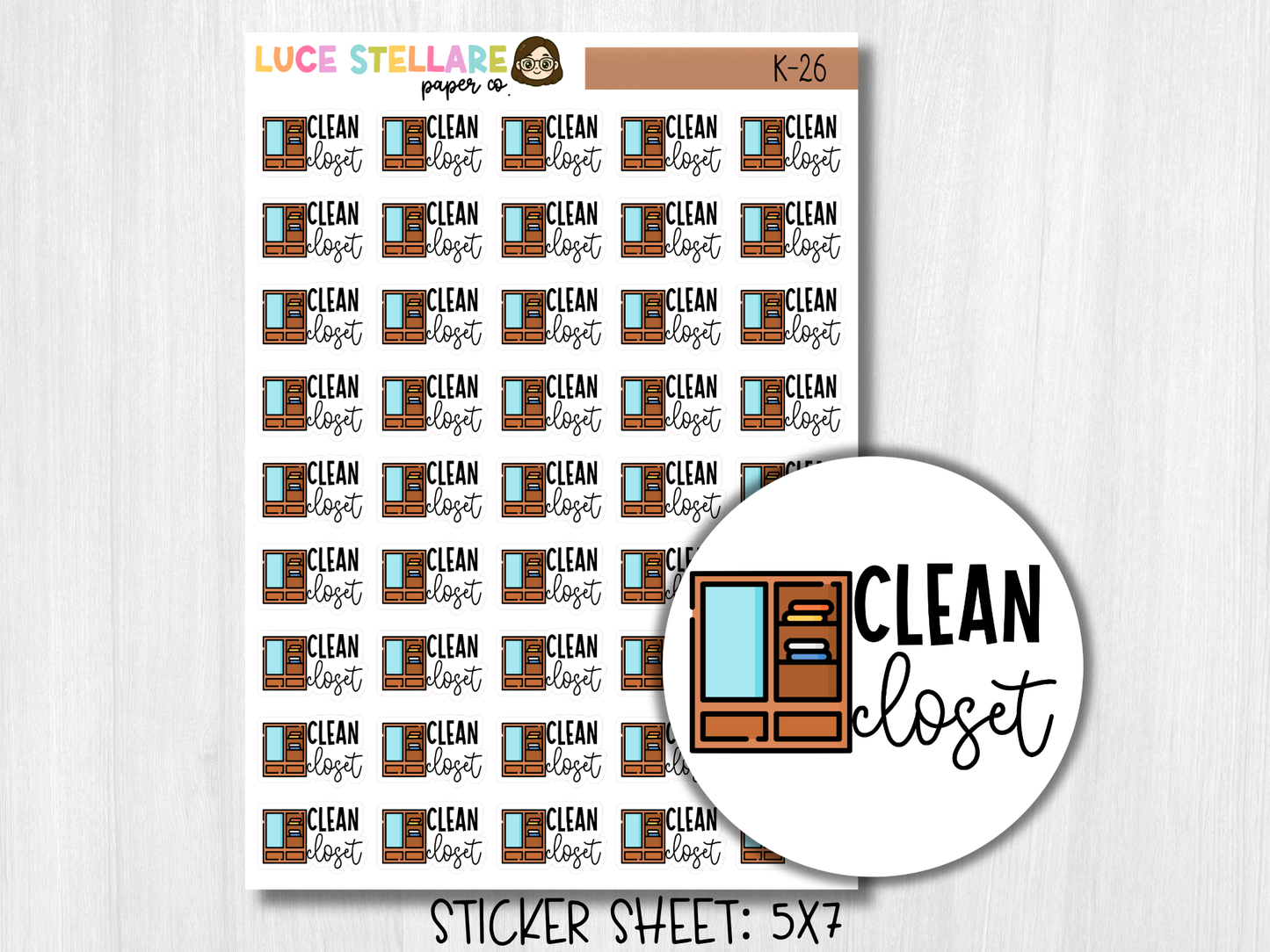 Clean Closet bPlanner Stickers  / K-26