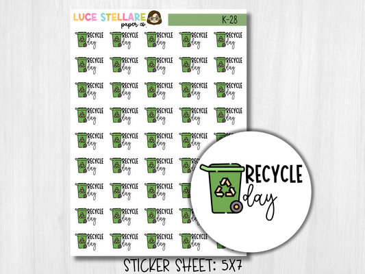 Recycle Day Reminder Planner Stickers / K-28