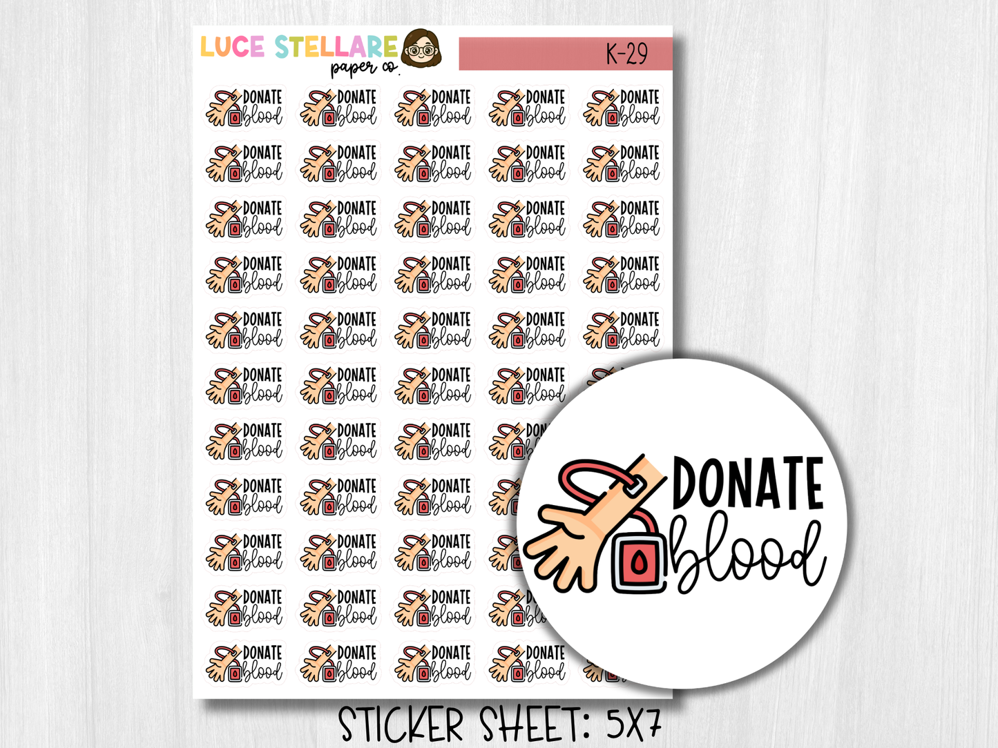 Donate Blood Planner Stickers / K-29