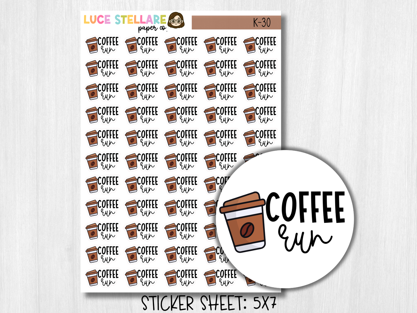 Coffee Run Planner Stickers / K-30