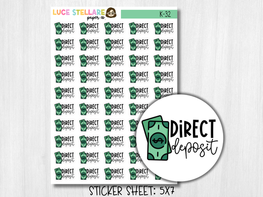 Direct Deposit Planner Stickers / K-32