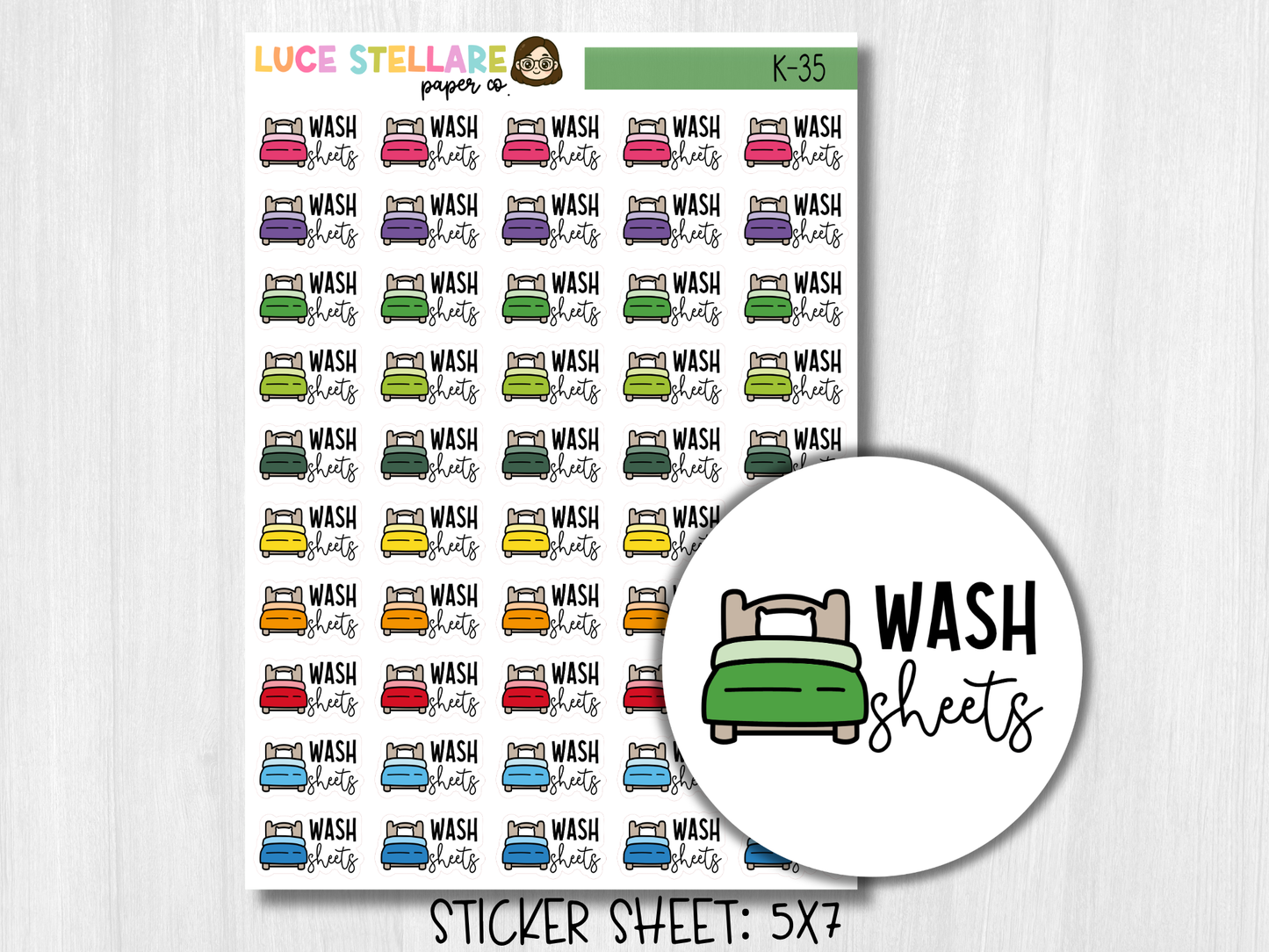 Wash Bed Sheets Planner Stickers / K-35