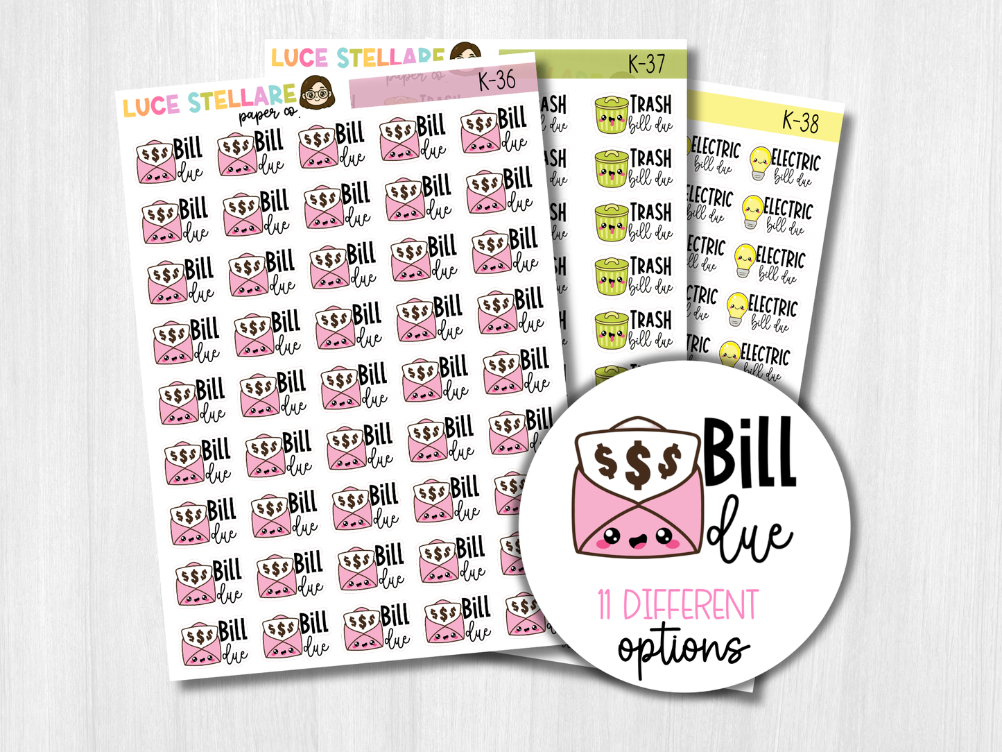 Bill Due Planner Stickers / K-36