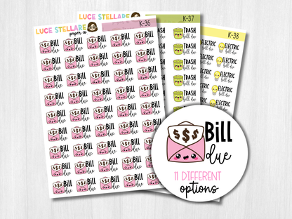 Bill Due Planner Stickers / K-36