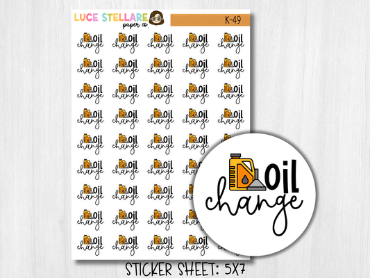 Oil Change Planner Stickers /  K-49