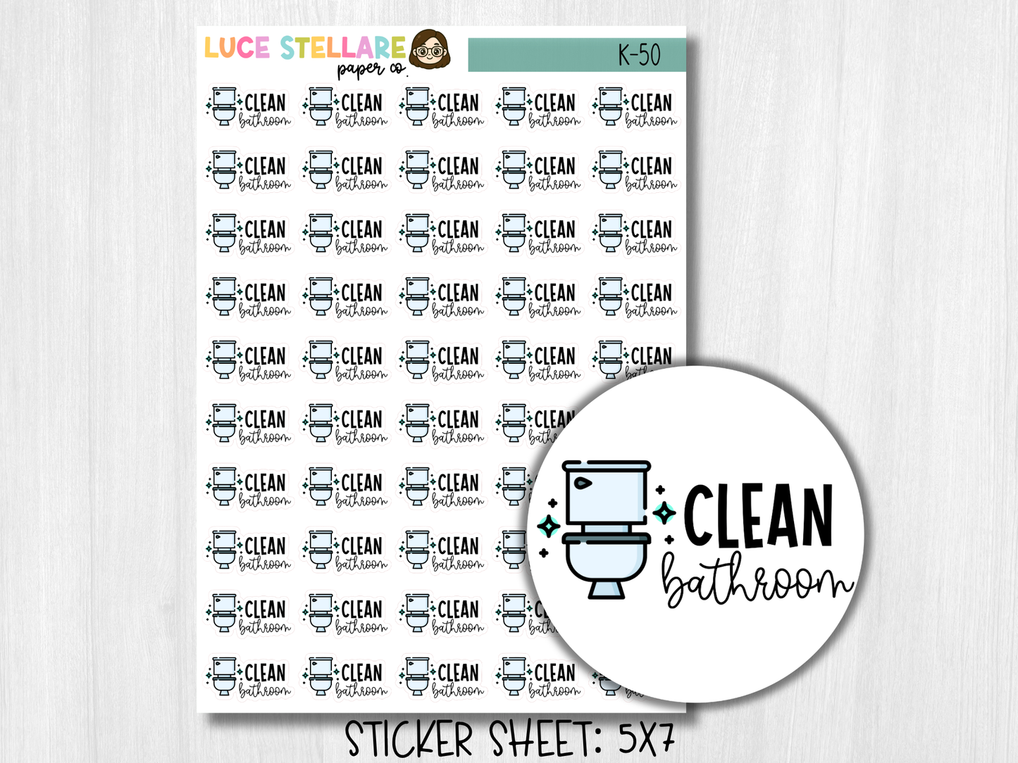 Clean Bathroom Planner Stickers  / K-50