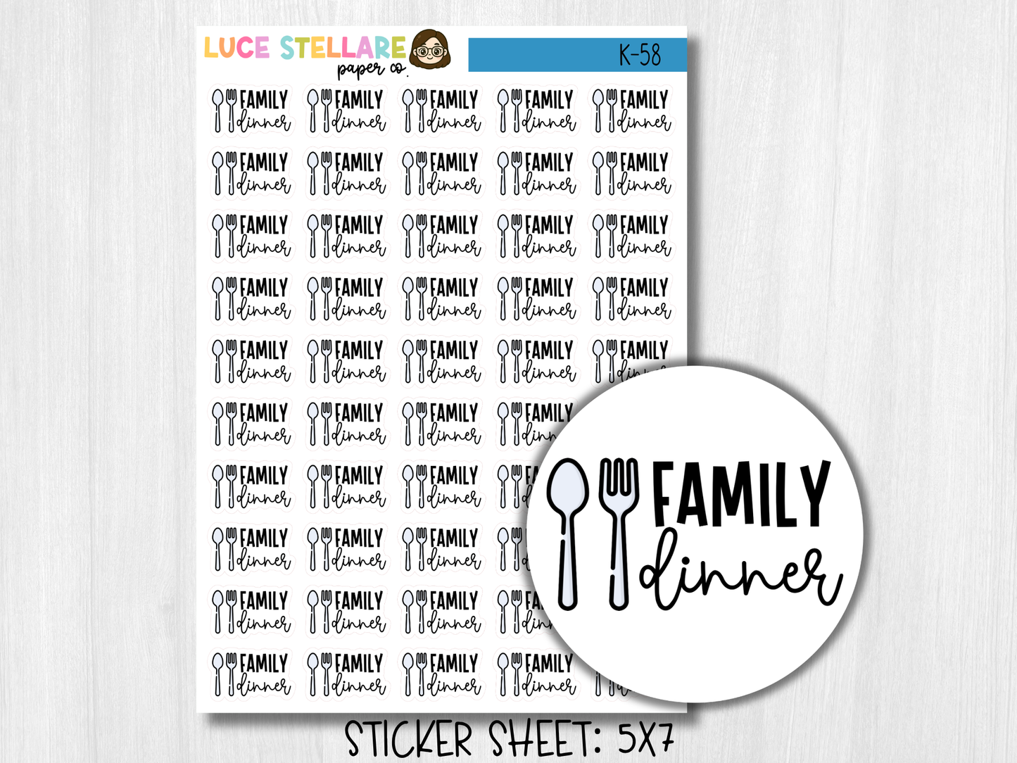 Family Dinner Planner Stickers / K-58
