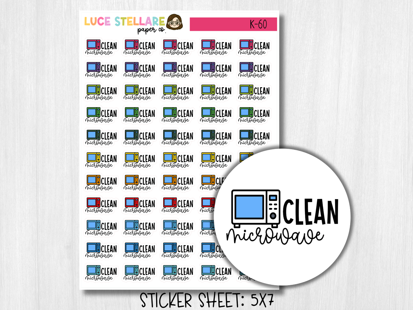Clean Microwave Planner Stickers  / K-60