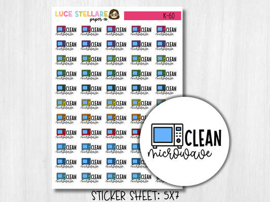 Clean Microwave Planner Stickers  / K-60