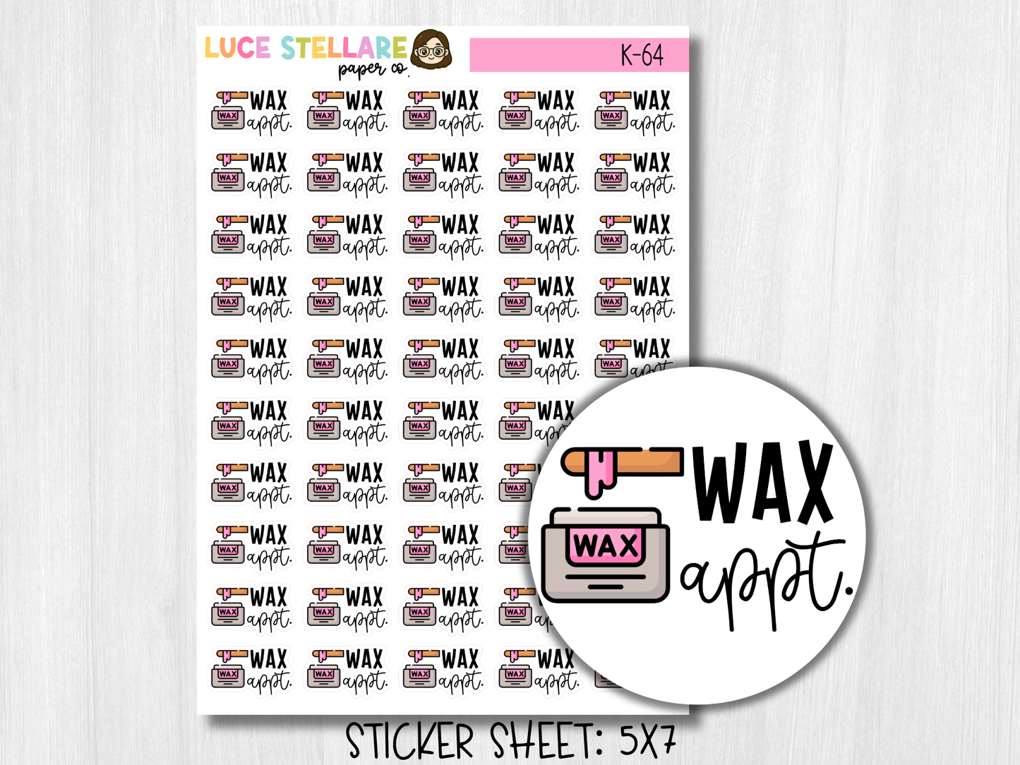 Wax Appointment Planner Stickers  / K-64