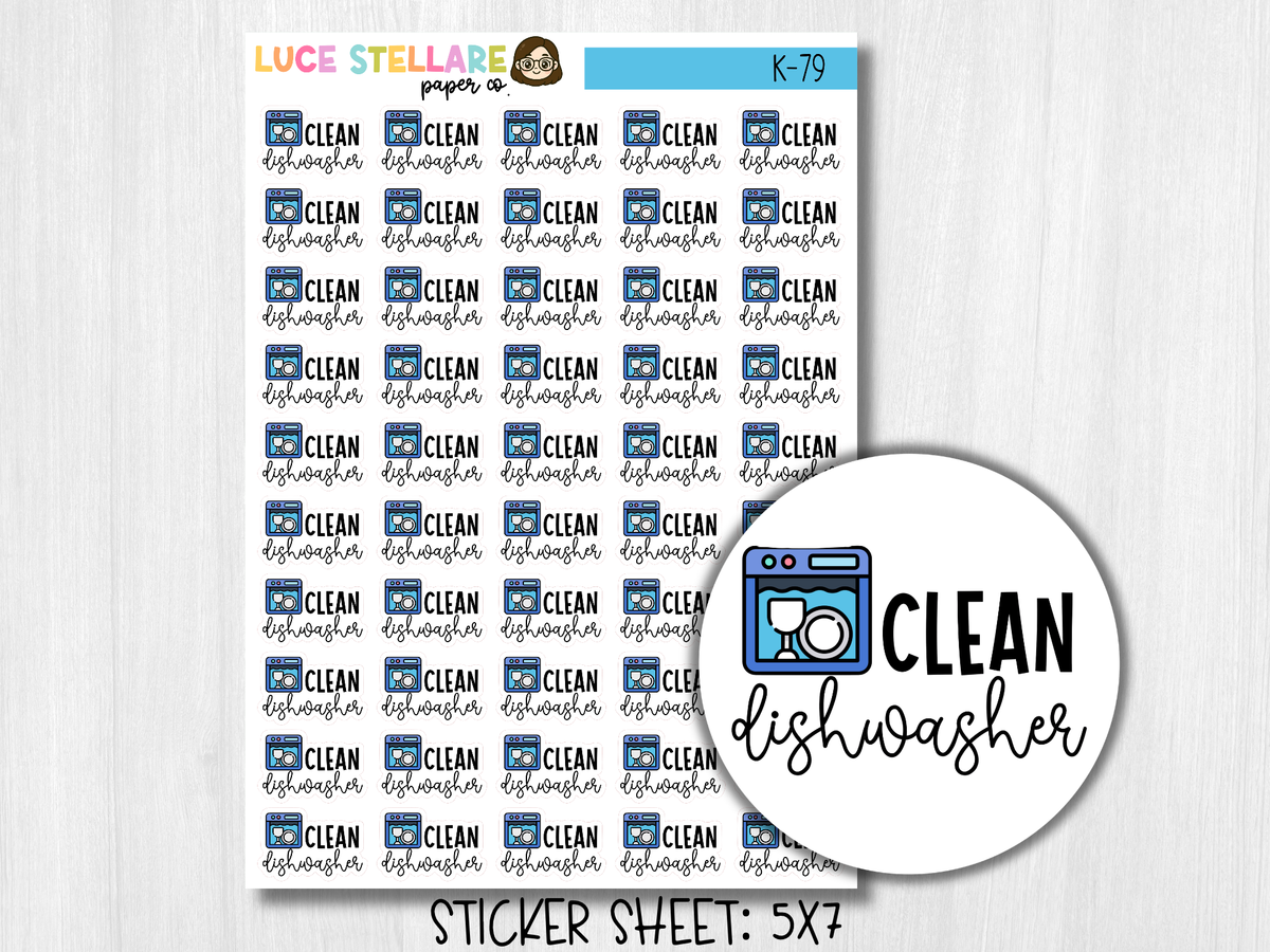Clean Dishwasher Planner Stickers / K-79