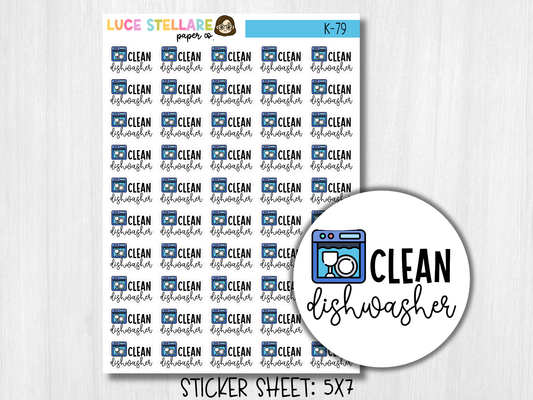 Clean Dishwasher Planner Stickers / K-79